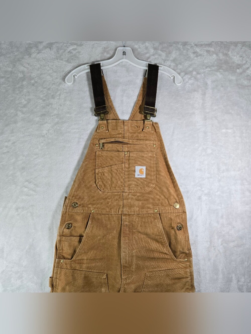 Carhartt Duck Bib Overalls 102776 Mens Size 30x28 Relaxed Fit Workwear Brown - Picture 1 of 13